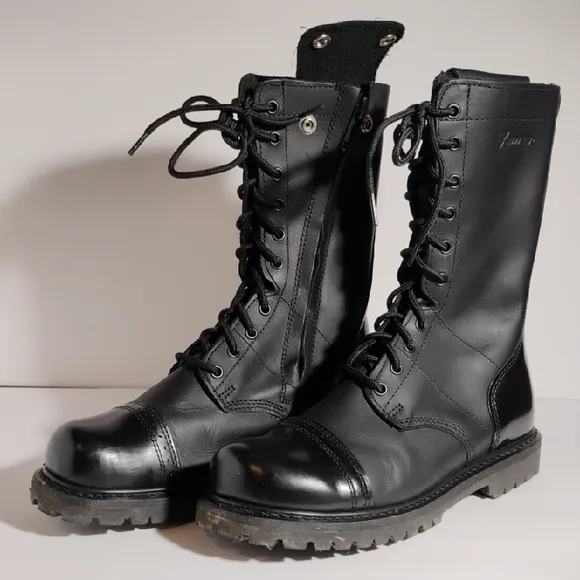 Bates Men's Size 9.5 Paratrooper Jump boots Black Leather Oil Resistant Side Zip