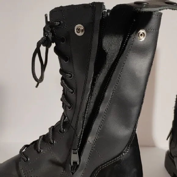 Bates Men's Size 9.5 Paratrooper Jump boots Black Leather Oil Resistant Side Zip
