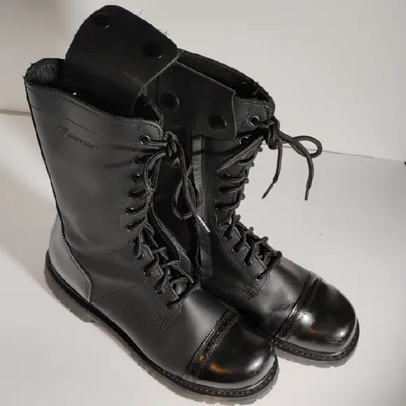 Bates Men's Size 9.5 Paratrooper Jump boots Black Leather Oil Resistant Side Zip
