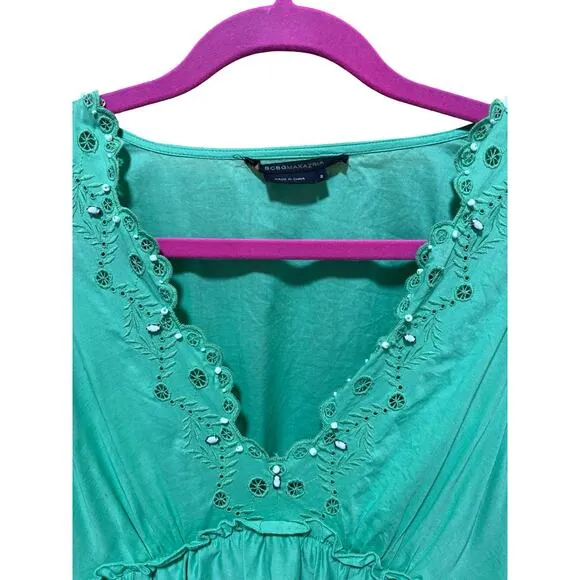 BCBGMaxAzria Voile Celedon Eyelet Mini Sundress