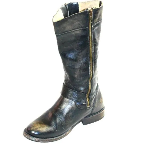 Bed Stu GoGo Black Hand Wash Cobbler Series Mid-Calf Moto Style Boot, Si…