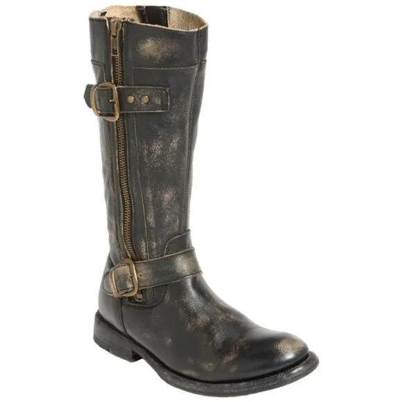 Bed Stu GoGo Black Hand Wash Cobbler Series Mid-Calf Moto Style Boot, Si…
