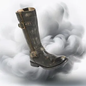 Bed Stu GoGo Black Hand Wash Cobbler Series Mid-Calf Moto Style Boot, Si…