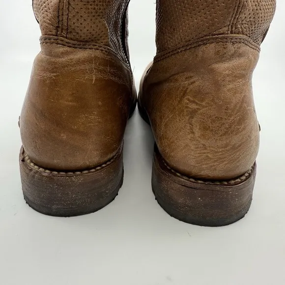 Bed Stu Leather Boots Annette Mid-Calf Brown Distressed Full Zip Boho Women 9.5
