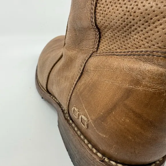 Bed Stu Leather Boots Annette Mid-Calf Brown Distressed Full Zip Boho Women 9.5