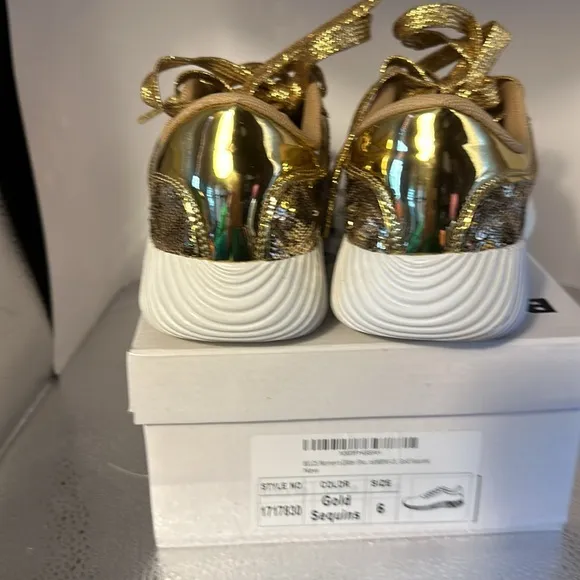 BELOS memory foam shoes new in the box size 6. Beautiful gold sequins.