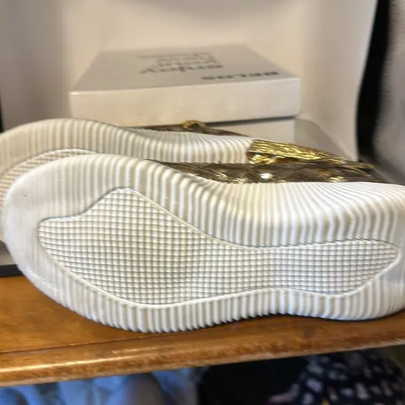 BELOS memory foam shoes new in the box size 6. Beautiful gold sequins.