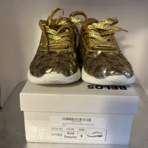 BELOS memory foam shoes new in the box size 6. Beautiful gold sequins.