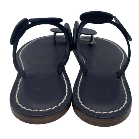 Bernardo Womens Shoes New Moon Toe Ring Sandal Sz 6 Black Leather Flat Italy NEW