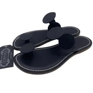 Bernardo Womens Shoes New Moon Toe Ring Sandal Sz 6 Black Leather Flat Italy NEW