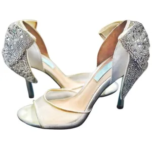 Betsey Johnson Blue Crystal Embellished Stiletto Sandals Size 6