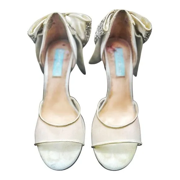 Betsey Johnson Blue Crystal Embellished Stiletto Sandals Size 6