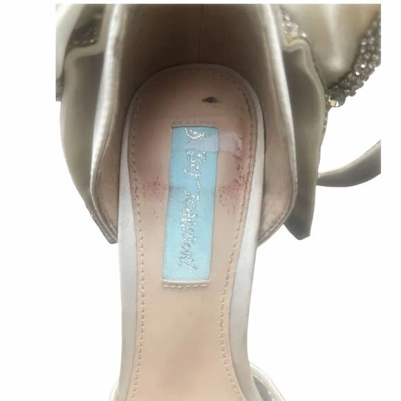 Betsey Johnson Blue Crystal Embellished Stiletto Sandals Size 6
