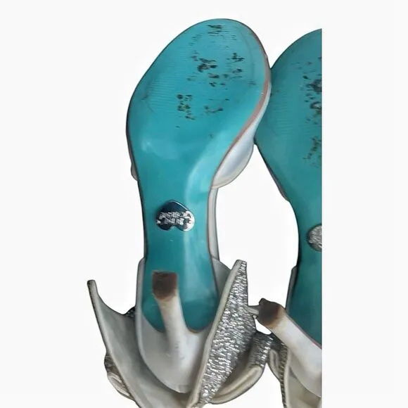 Betsey Johnson Blue Crystal Embellished Stiletto Sandals Size 6