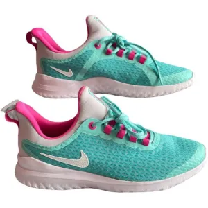 Big Girl's Sneakers Size 7Y Nike Renew Rival Running Shoe Aqua/ Pink/White