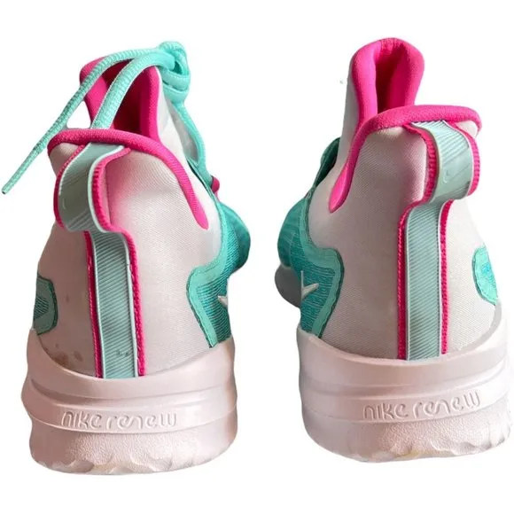 Big Girl's Sneakers Size 7Y Nike Renew Rival Running Shoe Aqua/ Pink/White