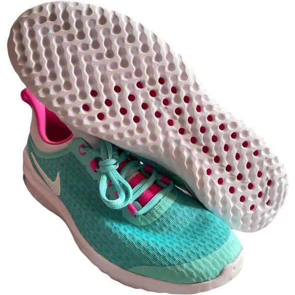 Big Girl's Sneakers Size 7Y Nike Renew Rival Running Shoe Aqua/ Pink/White