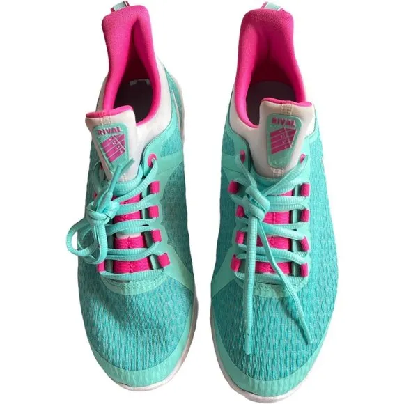 Big Girl's Sneakers Size 7Y Nike Renew Rival Running Shoe Aqua/ Pink/White