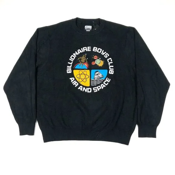 Billionaire Boys Club Air And Space Knit Black Sweater Pullover Size XXL 2XL B30