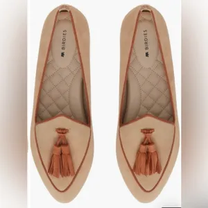 Birdies Heron Flat Color Carmelo Suede Tassel Sz 7