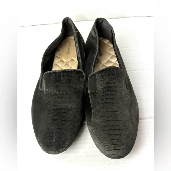 Birdies Starling Flat Slip On Loafers Dark Gray Velvet Casual Womens Shoes 9