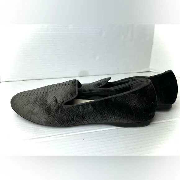 Birdies Starling Flat Slip On Loafers Dark Gray Velvet Casual Womens Shoes 9