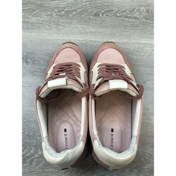 BIRDIES Womens The Roadrunner Pink Suede Nylon Lace Up Sneakers Size 7