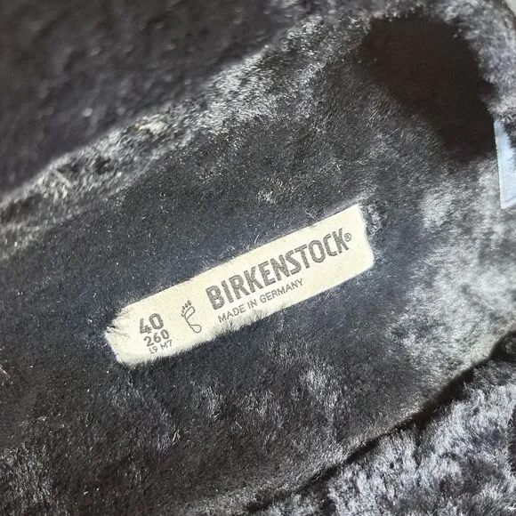 Birkenstock Arizona Shearling Slide Sandals Women's Sz 9 Black (Worn Once)