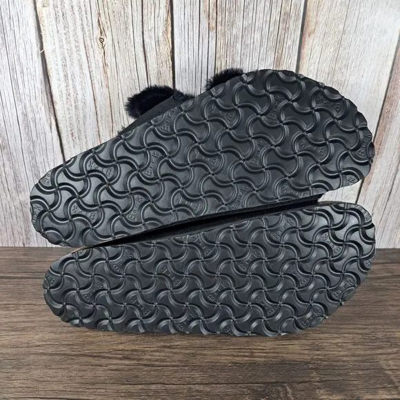 Birkenstock Arizona Shearling Slide Sandals Women's Sz 9 Black (Worn Once)