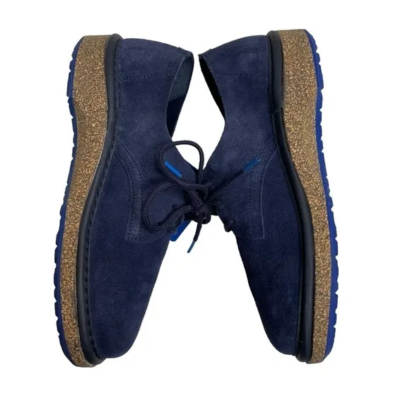 Birkenstock Gary Suede Navy Blue Lace Up Oxfords Shoes EU 33 US 2-2.5 New