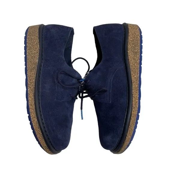 Birkenstock Gary Suede Navy Blue Lace Up Oxfords Shoes EU 33 US 2-2.5 New