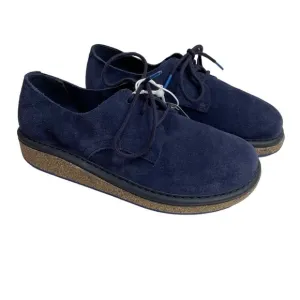 Birkenstock Gary Suede Navy Blue Lace Up Oxfords Shoes EU 33 US 2-2.5 New