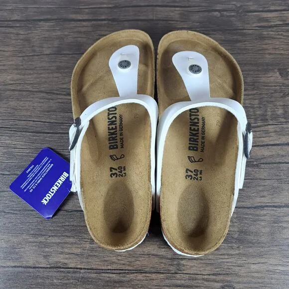 Birkenstock Gizeh Birko Flor Sandals Women's Sz 6 EU37 White (NWT)