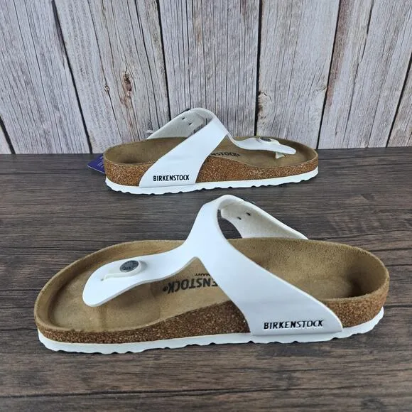 Birkenstock Gizeh Birko Flor Sandals Women's Sz 6 EU37 White (NWT)