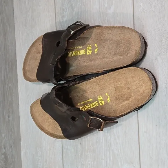Birkenstock Mens Leather Sandals Slide shoes szv43/10 Narrow