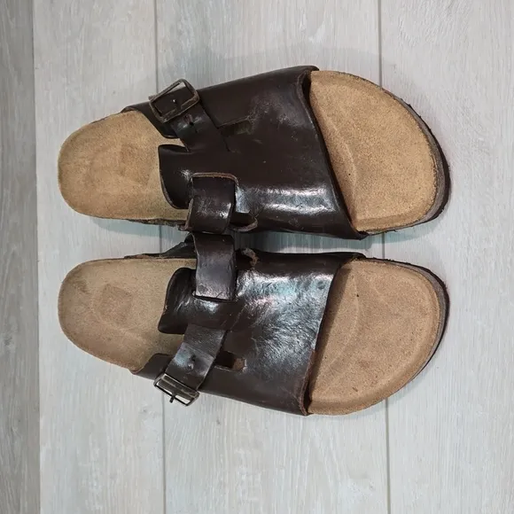 Birkenstock Mens Leather Sandals Slide shoes szv43/10 Narrow