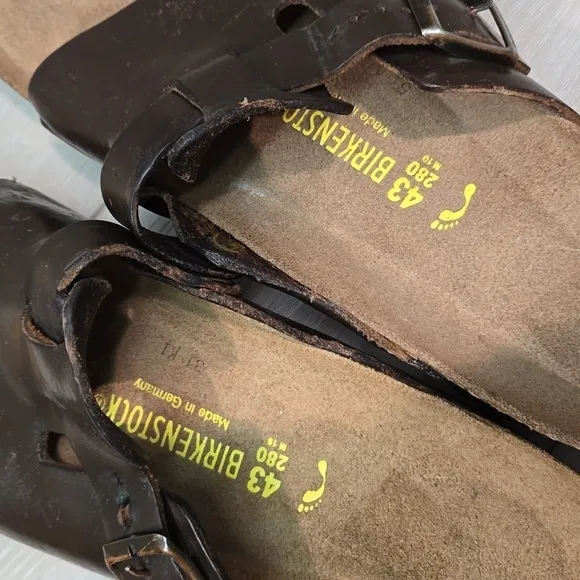 Birkenstock Mens Leather Sandals Slide shoes szv43/10 Narrow