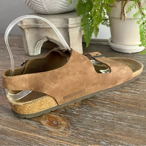 Birkenstock Milano Suede Brown Buckle Sandals Authentic 39 = US 8