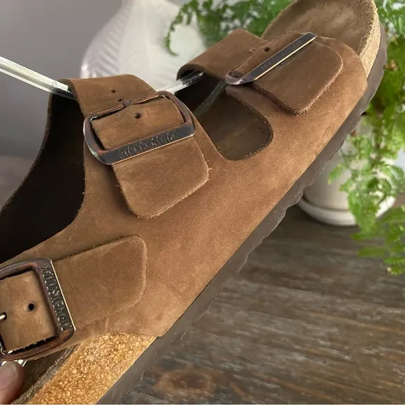 Birkenstock Milano Suede Brown Buckle Sandals Authentic 39 = US 8