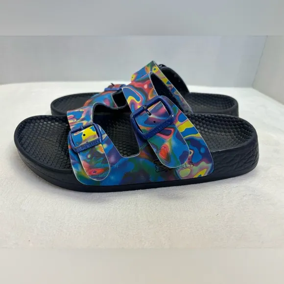 Birkenstock Multicolored RARE Rainbow &amp; Navy Slip On Shoes Size 40