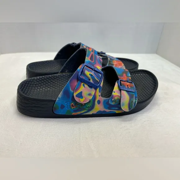 Birkenstock Multicolored RARE Rainbow &amp; Navy Slip On Shoes Size 40