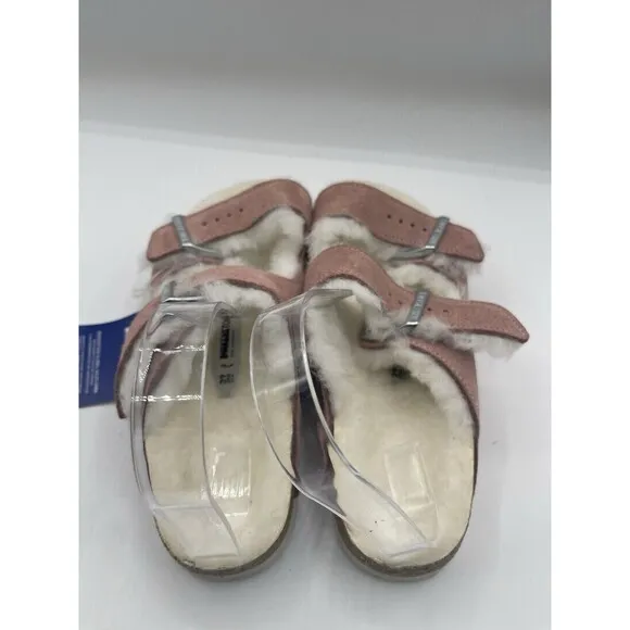 Birkenstock Sandals Pink Arizona Shearling Suede Leather Shoes Size 8 US 39 New