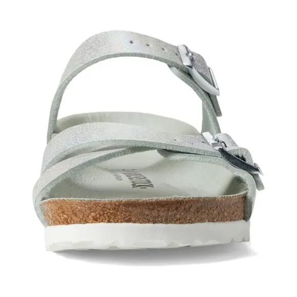 Birkenstock Shoes Franca Iridescent Iridescent Matcha Microfiber Slide Sandals