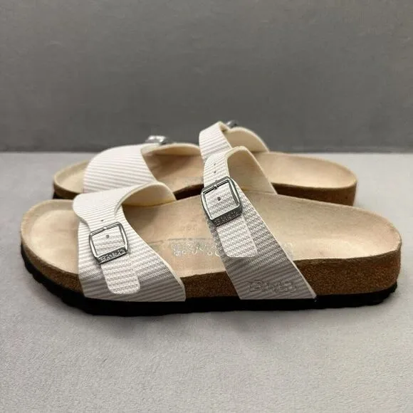 Birki's by Birkenstock Aziza Womens Size 7 Sandals Ivory Leather Double Buckle