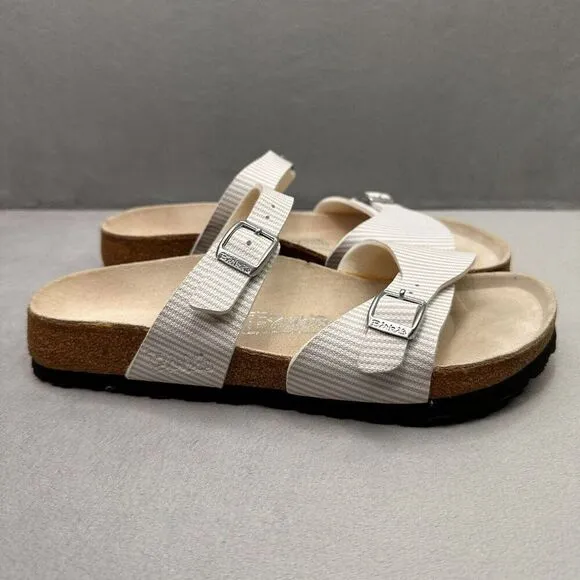 Birki's by Birkenstock Aziza Womens Size 7 Sandals Ivory Leather Double Buckle