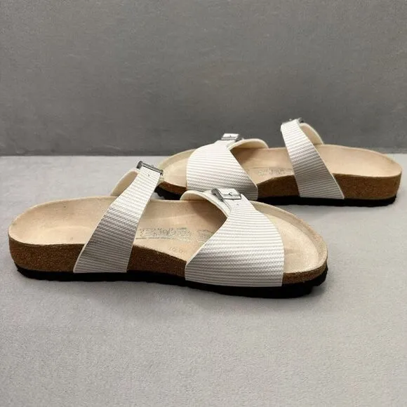 Birki's by Birkenstock Aziza Womens Size 7 Sandals Ivory Leather Double Buckle