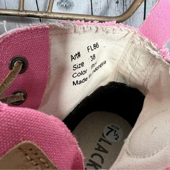 Blackstone pink canvas high top lace up sneakers size 38 new