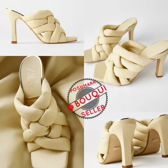 BLOGGER FAV ZARA PADDED WOVEN LEATHER HEELED MULES