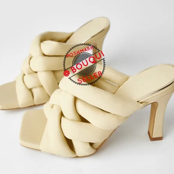 BLOGGER FAV ZARA PADDED WOVEN LEATHER HEELED MULES