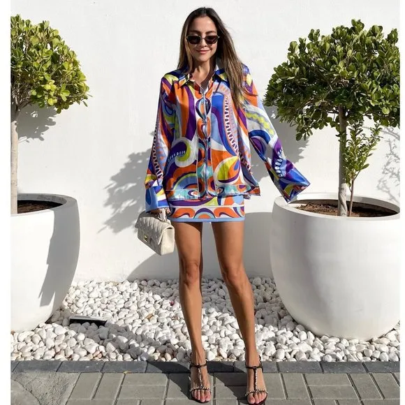 BLOGGER'S FAVE! Zara Multicolor Print Short Skirt NWT